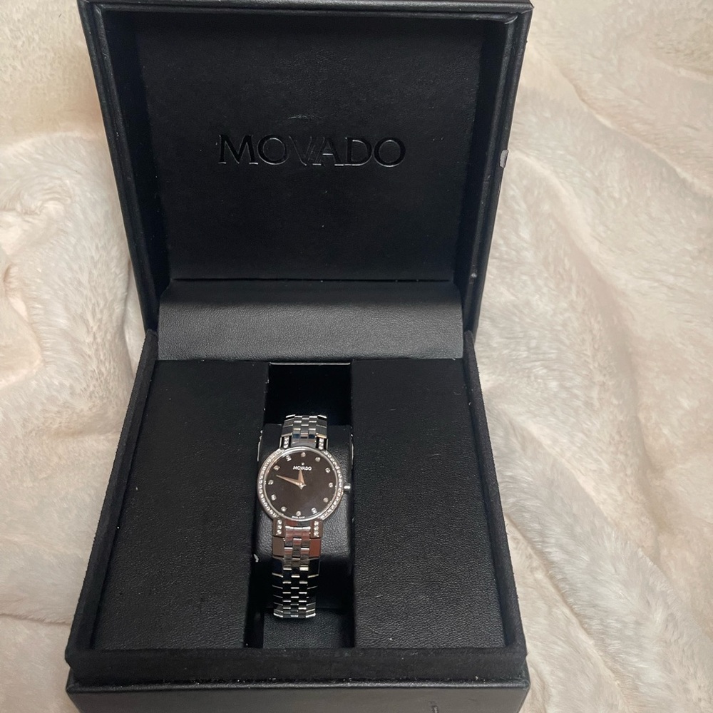Silver diamond Movado Watch